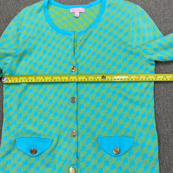 Lilly Pulitzer green and blue houndstooth cardigan - size Large - Picture 6 of 10